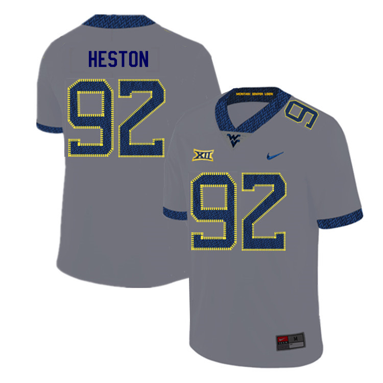 NCAA Men's Rhett Heston West Virginia Mountaineers Gray #92 Nike Stitched Football College 2019 Authentic Jersey BK23T27EX